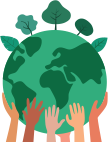 People holding a green Earth